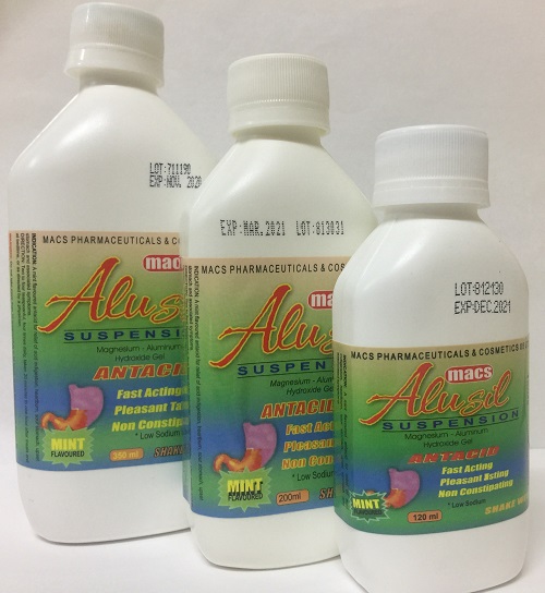 Alusil Plus Suspension Oral Suspension is used for Acid indigestion, Stomach acid, Peptic ulcer pain, Heartburn, Sour stomach, Overdose, Toxicity, Increases water in the intestines and other conditions. Alusil Plus Suspension Oral Suspension may also be used for purposes not listed in this medication guide.