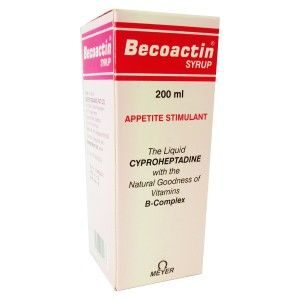 Becoactin Syrup is used for Perennial and seasonal allergic rhinitis, Vasomotor rhinitis, Allergic conjunctivitis due to inhalant allergens and foods, Allergic reactions to blood or plasma, Cold urticaria, Dermatographism, Physiological stress, Nutritional deficiency and other conditions. Becoactin Syrup may also be used for purposes not listed in this medication guide. Becoactin Syrup contains Cyproheptadine and Multivitamins as active ingredients. Becoactin Syrup works by blocking the action of histamine; providing nutritional requirements of the body to maintain physiological balance.
