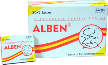 Alben Tablet is used to treat tapeworm infection that affects the brain, muscles and body tissues (neurocysticercosis). This medicine works by destroying the growth of parasitic worms. This medicine helps by preventing the production of energy (adenosine triphosphate) which is essential for the growth of parasitic worms. Alben is also used to treat parasitic infection which affects the liver, lungs, and peritoneum (hydatid disease).