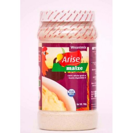 Maize mix 100% whole grain Easily digestible Weanimix Shelf life: 1 year Pet jar label seal 700g