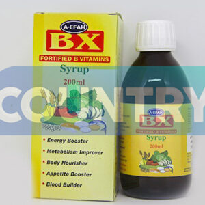 BX Syrup is a fortified B vitamin preparation indicated for adults and children. The B vitamins in BX work together to improve many metabolic processes in the body and helps to improve proper body function. Together with Zinc the B vitamins in BX work to enhance proper cell division, and therefore are very useful in promoting appropriate growth, especially in children. They also prevent the characteristic syndromes that occur as a result of their deficiency such as anaemia, scurvy, pellagra, beri-beri, megaloblastosis, ariboflavinosis, etc.
