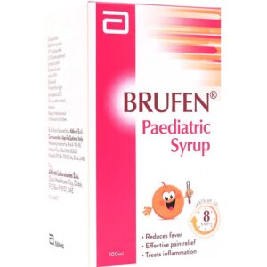 Brufen Syrup is indicated for its analgesic and anti-inflammatory effects in the treatment of rheumatoid arthritis (including juvenile rheumatoid arthritis or Still's disease), ankylosing spondylitis, osteoarthritis and other non-rheumatoid (seronegative) arthropathies. In the treatment of non-articular rheumatic conditions, Brufen Syrup is indicated in peri-articular conditions such as frozen shoulder (capsulitis), bursitis, tendinitis, tenosynovitis and low back pain; Brufen Syrup can also be used in soft-tissue injuries such as sprains and strains. Brufen Syrup is also indicated for its analgesic effect in the relief of mild to moderate pain such as dysmenorrhoea, dental and post-operative pain and for symptomatic relief of headache including migraine headache. Brufen Syrup is indicated in short-term use for the treatment of pyrexia in children over one year of age.