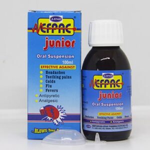Efpac Junior Syrup 100ml is contra-indicated in patients who have manifested hypersensitivity or allergic reaction to ibuprofen or paracetamol. It should be taken with care in patients with impaired kidney or liver function. 