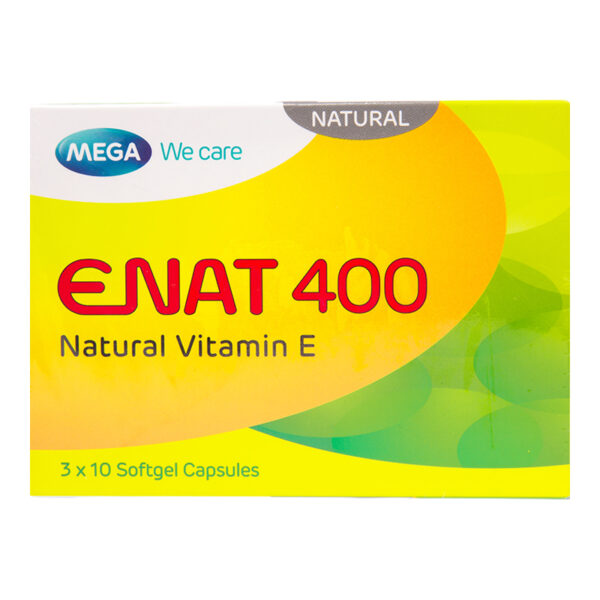 Natural vitamin E for stronger immunity and better health Free radical damage often leads to premature signs of aging. Vitamin E is a powerful antioxidant that helps to protect against damage caused by free radicals. Vitamin E derived from natural sources is better absorbed by the body and is more effective in comparison to synthetic form. E Nat 400 contains vitamin E derived from Natural sources and offers various health benefits. Always insist on Natural!