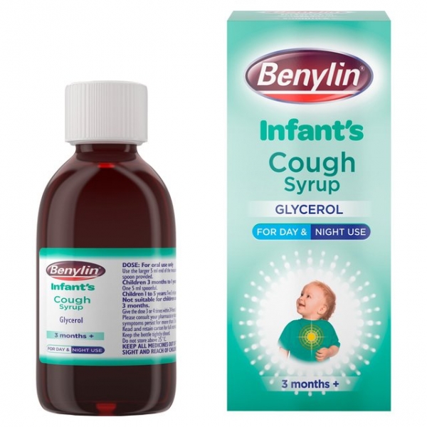 Benylin Infant’s Cough Syrup is a treatment that helps to relieve the effects of a cough. The active ingredient of this syrup is glycerol. Glycerol is a lubricant that soothes the mouth and throat and reduces the effects of a dry, tickly cough.