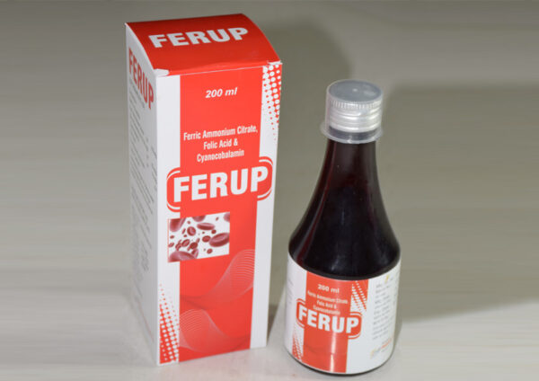 Ferrup Syrup contains Folic Acid, Iron and Multivitamins as active ingredients. Ferrup Syrup works by acting on megaloblastic bone marrow to produce a normoblastic marrow; helping red blood cells to deliver oxygen to all over the body; providing nutritional requirements of the body to maintain physiological balance.