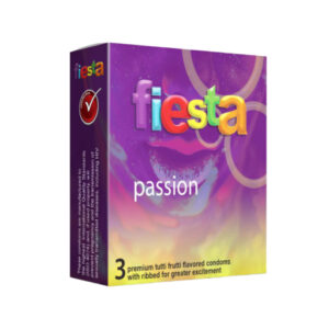 Make your relationship more passionate with Fiesta Passion Condoms. Now tutti frutti scented and ribbed for that extra pleasure in your life? Fiesta condoms are manufactured to meet the highest international quality standards. Fiesta premium condoms are a great choice because they can prevent both pregnancy and Sexually Transmitted Diseases (STDs), so whenever you use Fiesta condoms, you get double protection combined with pleasure every time. These are premium tutti frutti flavored condoms with ribbed for greater excitement. Try a Fiesta Condom today for an exciting experience. With the full range of Fiesta Condoms, you and your partner will create memorable experiences.