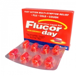 Flucor Day Capsule is used for Temporarily relief of cough caused by common cold, Flu, Or other conditions, Headache, Toothache, Ear pain, Joint pain, Periods pain, Fever, Cold, Flu, Allergies and other conditions. Flucor Day Capsule may also be used for purposes not listed in this medication guide.