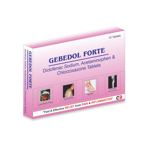 Gebedol Forte Tablet is used for Muscle spasm, Muscle pain, Relief of the pain of osteoarthritis of knees and hands, Headache, Toothache, Ear pain, Joint pain, Periods pain, Fever, Cold and other conditions. Gebedol Forte Tablet may also be used for purposes not listed in this medication guide.