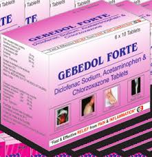 Gebedol Forte Tablet is used for Muscle spasm, Muscle pain, Relief of the pain of osteoarthritis of knees and hands, Headache, Toothache, Ear pain, Joint pain, Periods pain, Fever, Cold and other conditions. Gebedol Forte Tablet may also be used for purposes not listed in this medication guide.