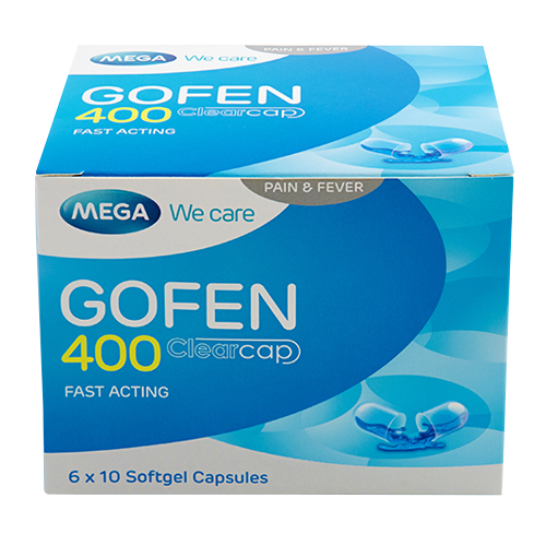 Gofen with Clearcap Technology is formulated to deliver fast, effective and targeted pain relief when you need it most. It contains liquid gel ibuprofen, which gets absorbed rapidly in blood stream and block the production of chemicals that cause inflammation and pain. It helps you feel better instantly, without having fear of stomach-related side effects as with other NSAIDs. Its tolerability is comparable to paracetamol/acetaminophen. Different clinical studies proved that ibuprofen liquid gel can provide significantly effective, safe and rapid pain relief as compared to other pain relievers.Gofen is effective in all kinds of pain including headache, tooth ache, back pain, body pain, menstrual cramps, and even fever. It is also superior to other pain relievers for arthritis, migraine, post-operative pain and sports injuries, thereby making pain a distant memory.