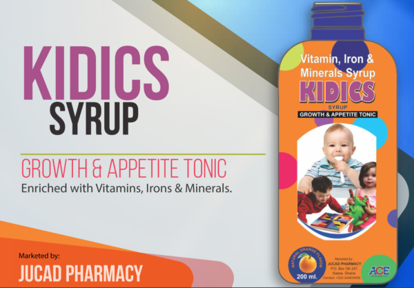 ESSENTIALS KIDICS Syrup.  Leading appetite & growth tonic. It assists your child with increased appetite and supplementing essentials.