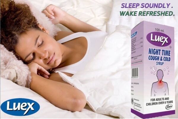 Luex Night Time Cough Syrup is used for Temporarily relief of cough caused by common cold, Flu, Or other conditions, Pain in arthritis, Pain in shoulder joint, Pain in tendons, Pain in muscle strains or sprains, Back pain, Bruising, Cramping, Cold, Allergies and other conditions. Luex Night Time Cough Syrup may also be used for purposes not listed in this medication guide.