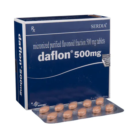 SERVIER - Daflon 500 Mg - Treatment Of Venous Insufficiency 120 Coated  Tablets
